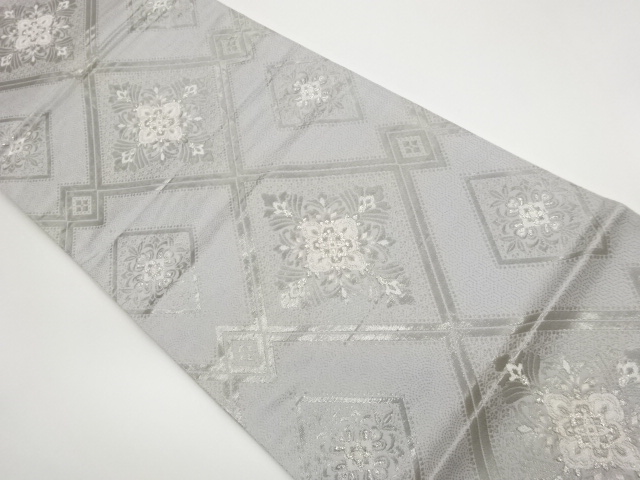 JAPANESE FUKURO OBI / PLATINUM​ FOIL / FLOWER CREST